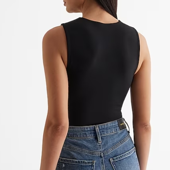 Express Body Contour High Compression High Neck Bodysuit Black Thong Bodysuit - Picture 2 of 8